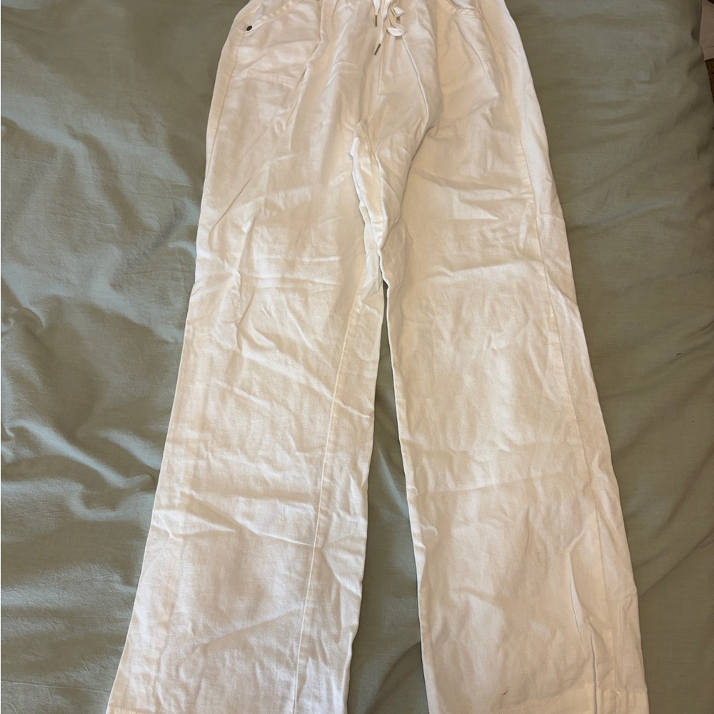 Ci Sono White Wide Leg Pants 35% linen